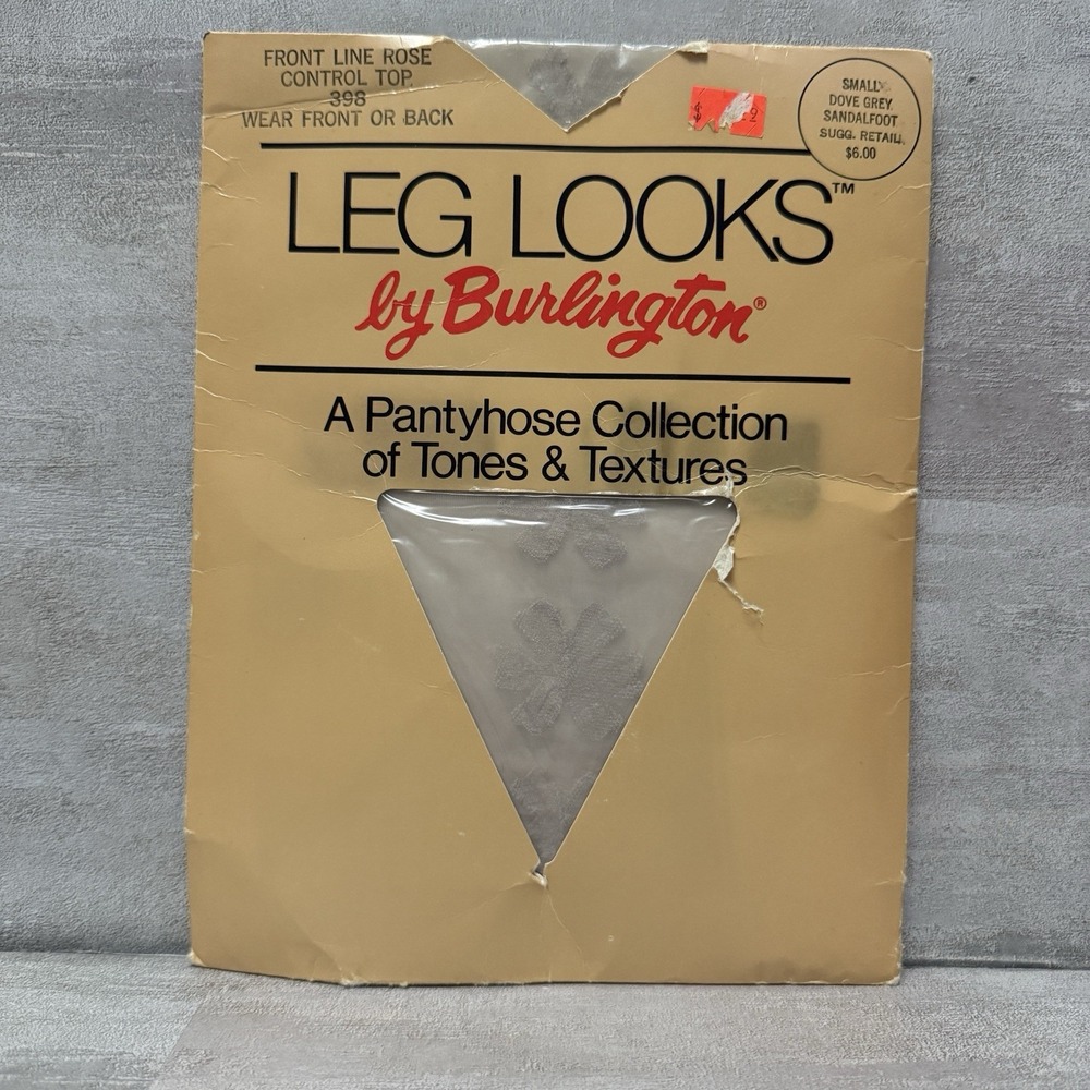 Burlington Leg Looks Dove Gray Rose Line Reversible Control Top Sandal Pantyhose